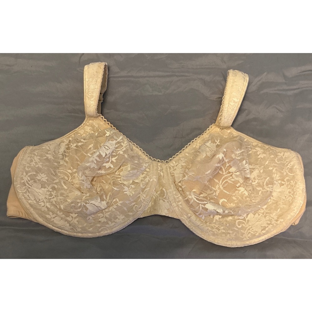 Playtex‎ Secrets Beige FF Signature Florals Underwire Bra w/ Gel Straps, 48DDD